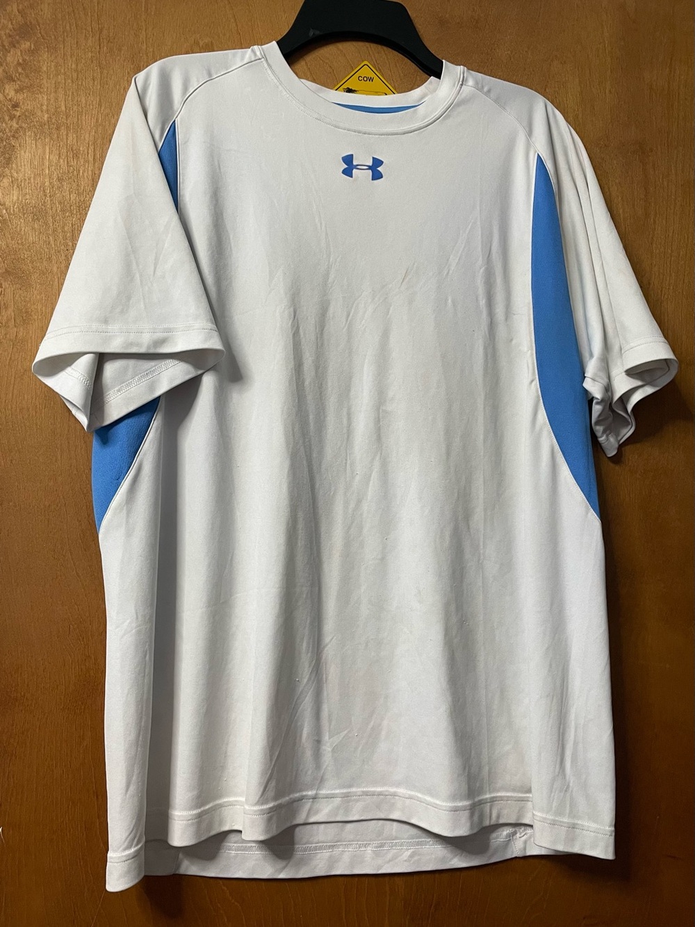 Under Armour White Short-Sleeve Performance Tee with Blue Panels
